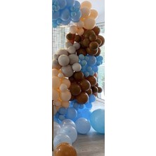 Eğlence Marketi Pastel Balon Zincir Mavi Gri Karamel Somon