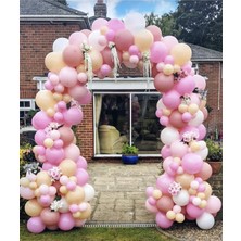 Eğlence Marketi Pastel Pembe Somon ve Beyaz Balon Zinciri 100 Adet