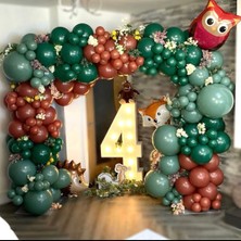 Eğlence Marketi Pastel Turuncu Koyu Yeşil ve Adaçayı Balon Zinciri 100 Adet