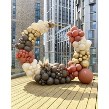 Eğlence Marketi Krom Gold Turuncu Kahverengi ve Sütlü Kahve Balon Zinciri 100 Adet