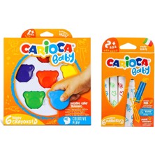 Carioca Jumbo Bebek Süper Yıkanabilir Keçeli Boya Kalemi ve Teddy Baby Crayons 6 Lı +1 Yaş Boya