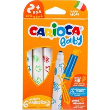 Carioca Jumbo Bebek Süper Yıkanabilir Keçeli Boya Kalemi ve Teddy Baby Crayons 6 Lı +1 Yaş Boya