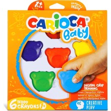 Carioca Jumbo Bebek Süper Yıkanabilir Keçeli Boya Kalemi ve Teddy Baby Crayons 6 Lı +1 Yaş Boya