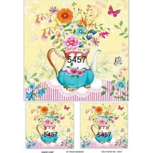 Lineart 5457 Seramik Çaydanlıkta Çiçekler Desen Pirinç Dekopaj 30X42