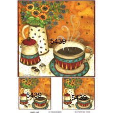 Lineart 5439 Kahve Fincan Çikolata Desen Pirinç Dekopaj 30X42