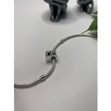 Ni Aksesuar Gümüş S925 Damgalı B Harfi Zirkon Taşlı Charm
