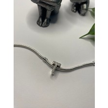 Ni Aksesuar Gümüş S925 Damgalı T Harfi Zirkon Taşlı Charm