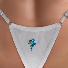 Ebsem - Ice Cream Baskılı Pamuk Ayarlanabilir G-String, Tanga, Kadın Iç Çamaşırı