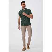 Lee Cooper Newpine Erkek %100 Pamuk Polo Yaka T-Shirt Koyu Yeşil