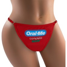 Ebsem - Oral Me Baskılı Pamuk Ayarlanabilir G-String, Tanga, Kadın Iç Çamaşırı