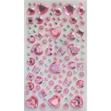 Giraffe Sticker Açık Pembe Kalpler Yapışkanlı Saç , Yüz ve Tırnak Taşı Parlak