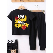 Amor Man Büyük Beden Özel Tasarım Motto Sırt Baskılı %100 Pamuk Kısa Kollu Yazlık Eşofman Takımı