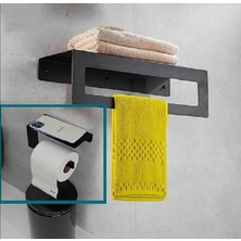 Dione Store Metal Banyo Havlu Askılığı ve Tuvalut Kağıdı Askılığı 2'li Set