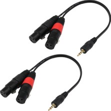 Runto 2x 1ft 1/8 "3,5mm Erkek Stereo Trs Sesli Fişi Çift 2 Dişi 3pin Xlr Kablosu (Yurt Dışından)