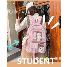 Semgears Lise Kız Sırt Çantası Okul Çantaları Kızlar Multipockets Kawaii Sırt Çantası ile 2 Ayı Bebek Genç Için (Yurt Dışından)