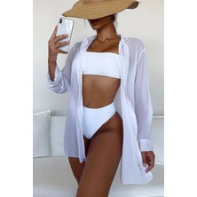 Angelsin Şifon Gömlek Plaj Elbisesi Pareo Kimono Kaftan