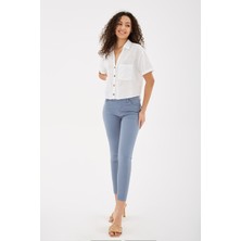 Fashion Friends Streç Pamuklu Yüksek Bel Skinny Fit Pantolon Bayan Pantolon 23Y0034K1
