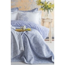 Apricitas Home Sorella Cobalt Çift Kişilik %100 Pamuk Nevresim Takımı ve Battaniye-Yatak Örtüsü Seti