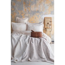 Apricitas Home Sorella Beige Çift Kişilik %100 Pamuk Nevresim Takımı ve Battaniye-Yatak Örtüsü Seti
