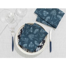 English Home Toile Plants Polyester 2'li Misafir Peçetesi 40x40 Koyu Lacivert