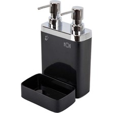 Es Dekor Prmnv Viva Yaşa 2'li Sıvı Sabunluk Çıkarılabilir Süngerlikli Siyah