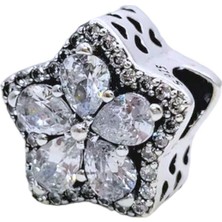 Işıltılı Beş Yapraklı Çiçek Charm | 925 Ayar Gümüş