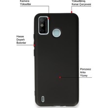 Caseart Tecno Spark 6 Go ile Uyumlu Kapak Mat Siyah Soft Silikon Kılıf