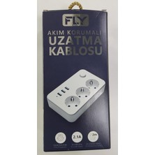 Fly 3406-01 3lü Anahtarlı 2.1A 3usb Şarj Çıkışı 2mt Anahtarlı Akım Korumalı Priz Çocuk Koruması