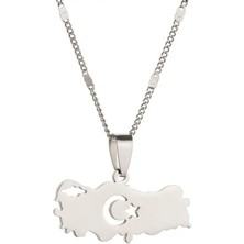 Herşey Nota Türkiye Haritası Ay Yıldız Çelik Kolye