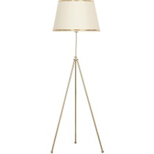 Vinner Noa Eskitme Tripod Boyu Ayarlanabilir Metal Lambader - Gold Şeritli Krem