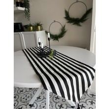 Decamor Home Dertsiz Püsküllü Siyah Beyaz Uzun Runner