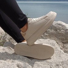 Darkstep 156 Bej Renk Fuspetli Sneaker Düz Taban Spor Ayakkabı