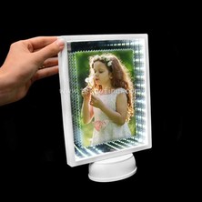 ABC Ofis 3D Ledli Işıklı Aynalı Dikdörtgen Fotoğraf Çerçevesi