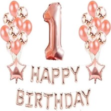 Çıtı Pıtı Store Çıtıpıtıstore Rose Gold 1 Yaş Doğum Günü Balon Seti