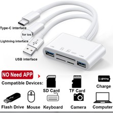 Foxyn FXN-1032 Pro Type-C Lightning Usb-A To 2x Usb3.0 Sd Tf Pd Kart Okuyucu Çevirici Hub Adaptör