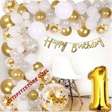 Çıtı Pıtı Store Çıtıpıtıstore 1 Yaş Balon Zinciri Seti Gölge Altın Balon Dekorasyon