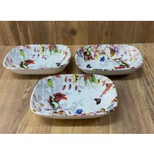 By Hanedan Seramik 3lü Kayık Tabak Mezelik Salata Tabağı