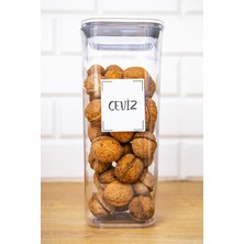 DNS Home 12'Li Akrilik Mika 1700 Ml Etiketli Vakum Kapaklı Bakliyat Saklama Kabı Erzak Kavanozu