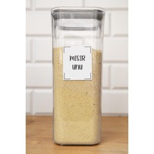 DNS Home 6'Lı Akrilik Mika 1700 Ml Etiketli Vakum Kapaklı Bakliyat Saklama Kabı Erzak Kavanozu