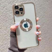 Aksesuaree iPhone 13 Pro Laser Logo Detaylı Lens Korumalı Cep Telefonu Kılıfı, Gold