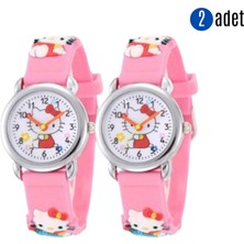 Göçmen Tuhafiye Hello Kitty Figürlü Kız Çocuk Kol Saati 2 Li Set Hello Kity Çocuk Kol Saat