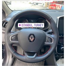 İskender Oto Aksesuar Direksiyon Kılıfı Renault Clio 4.5 2015 - 2018 Karbon Noktalı Siyah Dikiş Kendi Fabrikasyon derisi sökülmeden yapılır Detay deri direksiyon