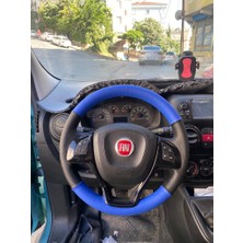 İskender Oto Aksesuar Direksiyon Kılıfı FİAT Doblo - Fiorino 2015 - 2023 Mavi Sport Mavi Dikiş Detay deri direksiyon