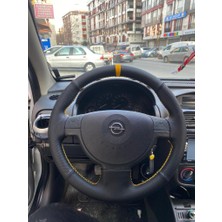 İskender Oto Aksesuar Direksiyon Klıfı Opel Corsa C Uzun Sport Sarı Şerit Sarı Dikiş Detay deri direksiyon