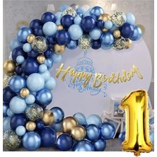 Çıtı Pıtı Store Lacivert Balonlar Garland Kiti Altın Konfeti 1 Yaş