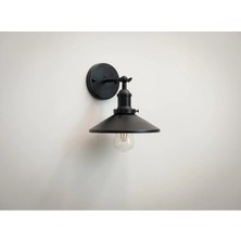 Riolight  Retro 1 rustik vintage Siyah 1XE27 Duylu Metal Duvar Aplik Şapka ÇAPI:23CM