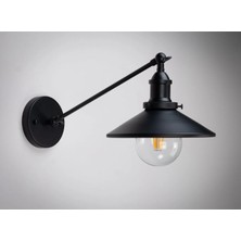Riolight  Retro 4 rustik vintage Siyah 1XE27 Duylu Metal Duvar Aplik Şapka ÇAPI:23CM