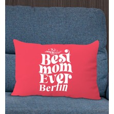 Bk Gift Kişiye Özel Isimli Anneler Günü Tasarımlı Premium Kumaş Kırmızı Dikdörtgen Kırlent Yastık, Anneler Günü Hediyesi, Ev Dekorasyonu-1