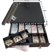 Saypos Montaj Askılı Metal Yazarkasa Para Çekmecesi 5 Banknot Gözlü Büyük Boy 40,5X42X11CM