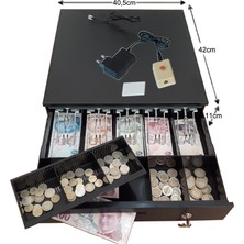 Saypos Açma Butonlu Metal Yazarkasa Para Çekmecesi 5 Banknot Gözlü Büyük Boy 40,5X42X11CM